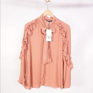Zara Pink Blouses Size Medium